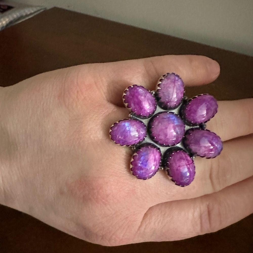 Solid Sterling Flower Ring - image 5